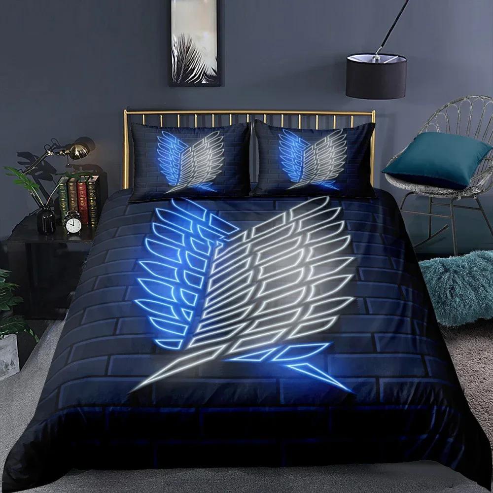 3D Printed Attack On Titan AOT Comfortable Duvet Quilt Cover Pillowcase Bedding Set Children Bedroom Decoration Home Textile
