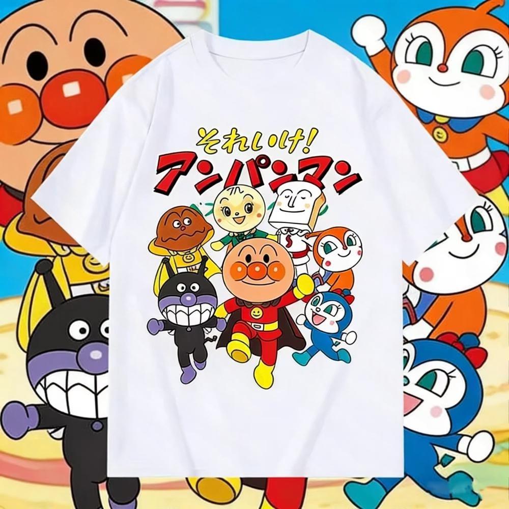 The latest Japanese bread superhero all cotton T-shirt cartoon bacterial boy retro loose and versatile men's and women's top
