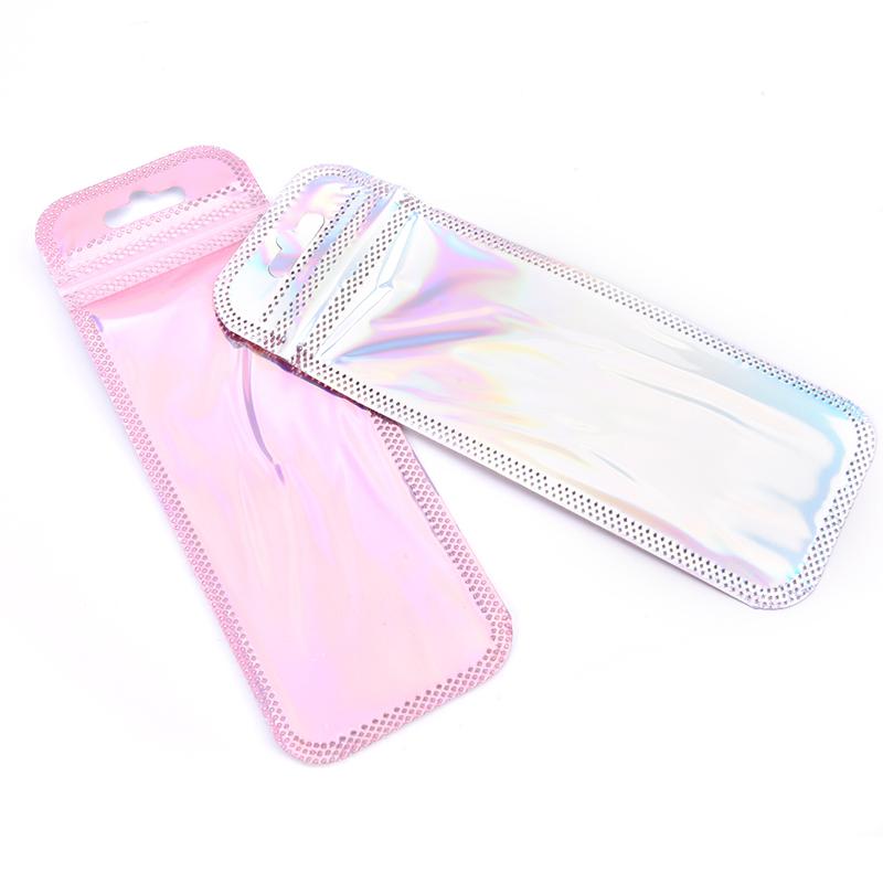 50Pcs 4 Styles Laser Packaging Bag Flat Cosmetic Bag Holographic Mini Bags