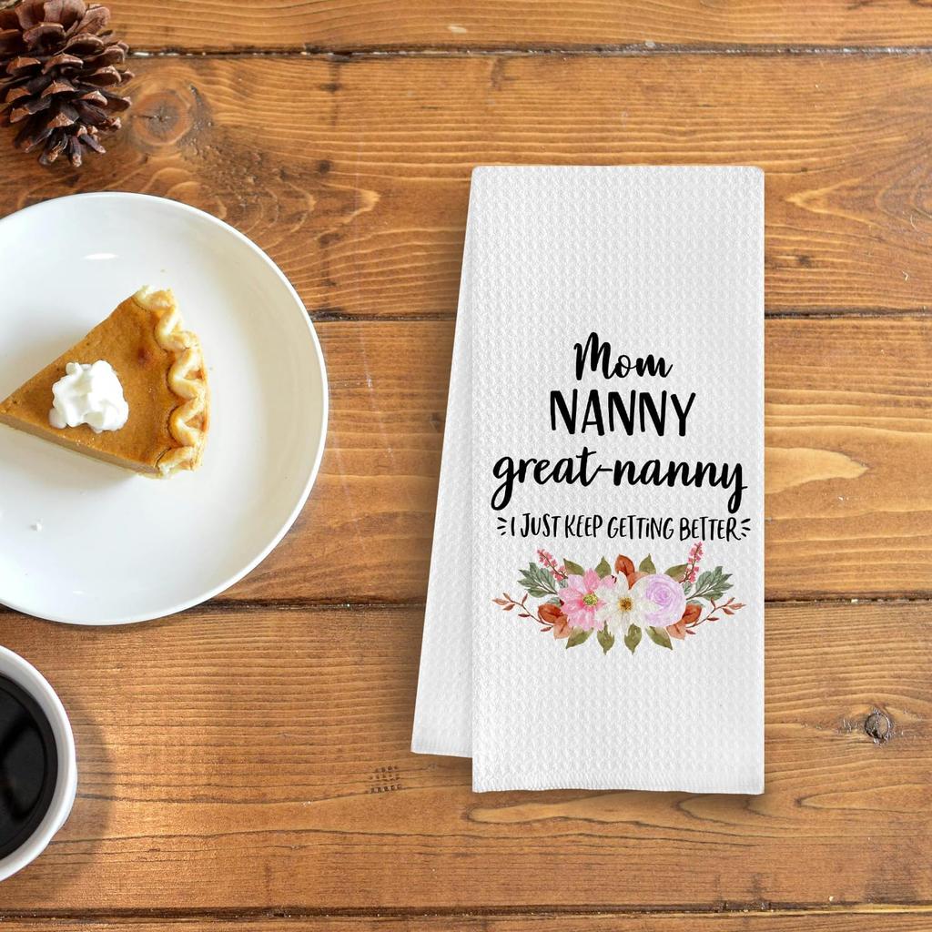 Great Nanny Grandma Gifts Kitchen Towels, Pregnancy Announcement for Grandma Nanny Dish Tea Towels, Gifts for Great Grandmother Decorative Hand Towel