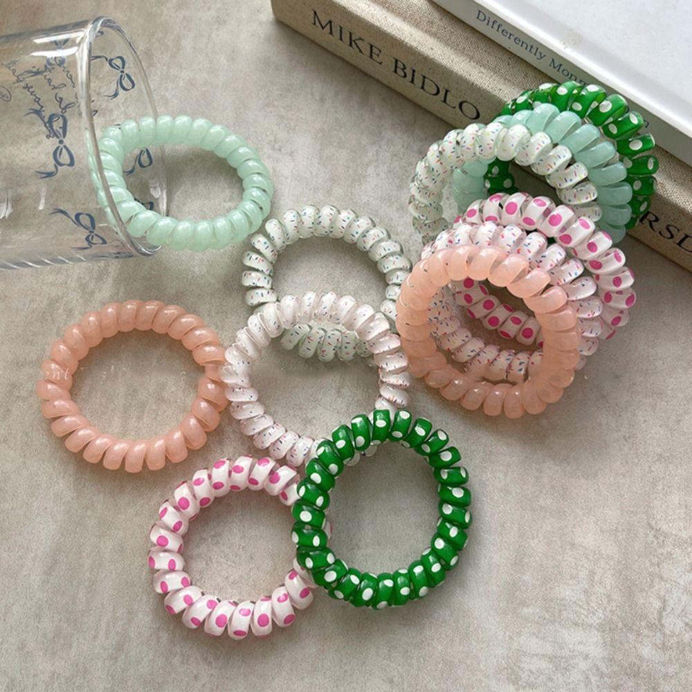 Headwear Sweet Elastic Hair Tie Colorful Telephone Wire Hair Rope  Hair Accessories
