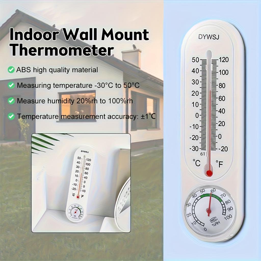 Wall-mounted Indoor/outdoor Thermometer and Hygrometer, Accurately Measures Temperature and Humidity, Red Pointer, Hygrometer.