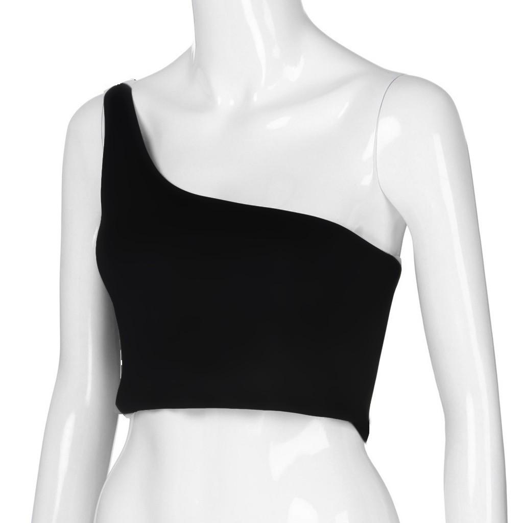 Mujer Señora Hombro Único Sexy Deportivo Sujetador Delgado Camiseta Tanque Chaleco
