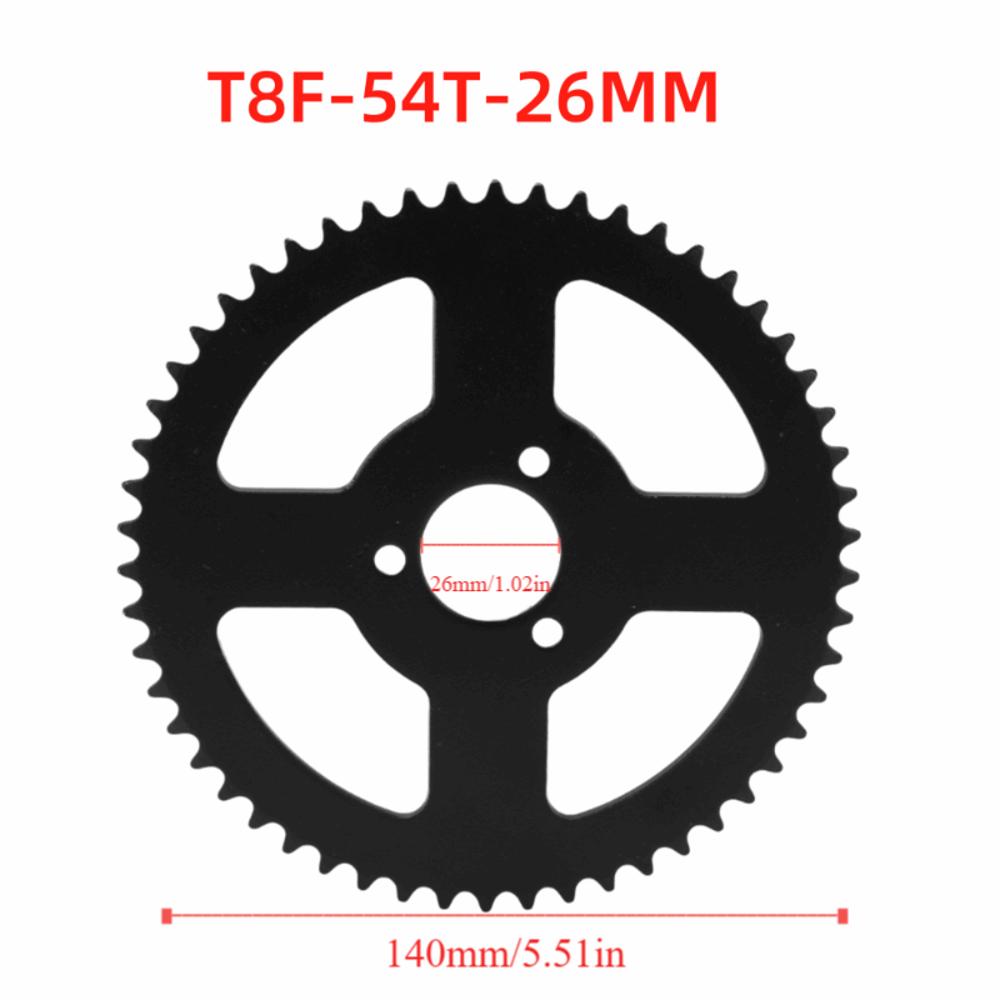 T8F 54 Teeth Rear Chain Sprocket Steel 26mm Kart Crankset Sprocket 3 Hole Easy To Install for 47cc/49cc Motorcycle Scooter