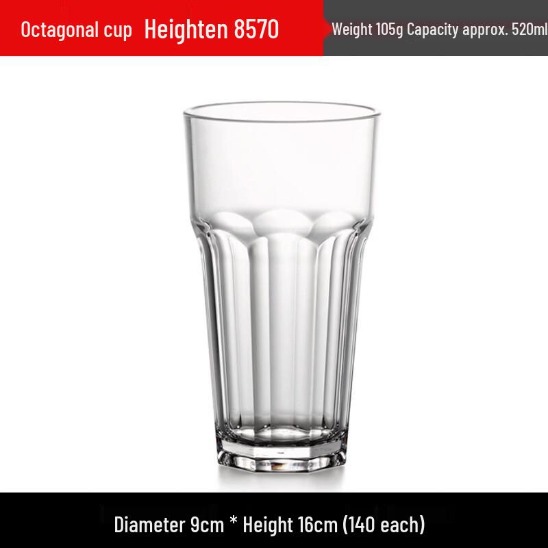 PC Transparent Octagonal Tall Drinking Glasses