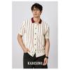 Casual Striped Polo Shirt for Men Summer Business Non-Iron Slim Fit Gentleman Thin Knitted Striped Short Sleeve T-Shirt