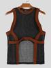 INCERUN Summer Men Sleeveless Stitching Irregular Cutout Hollow Out Tanks Tops
