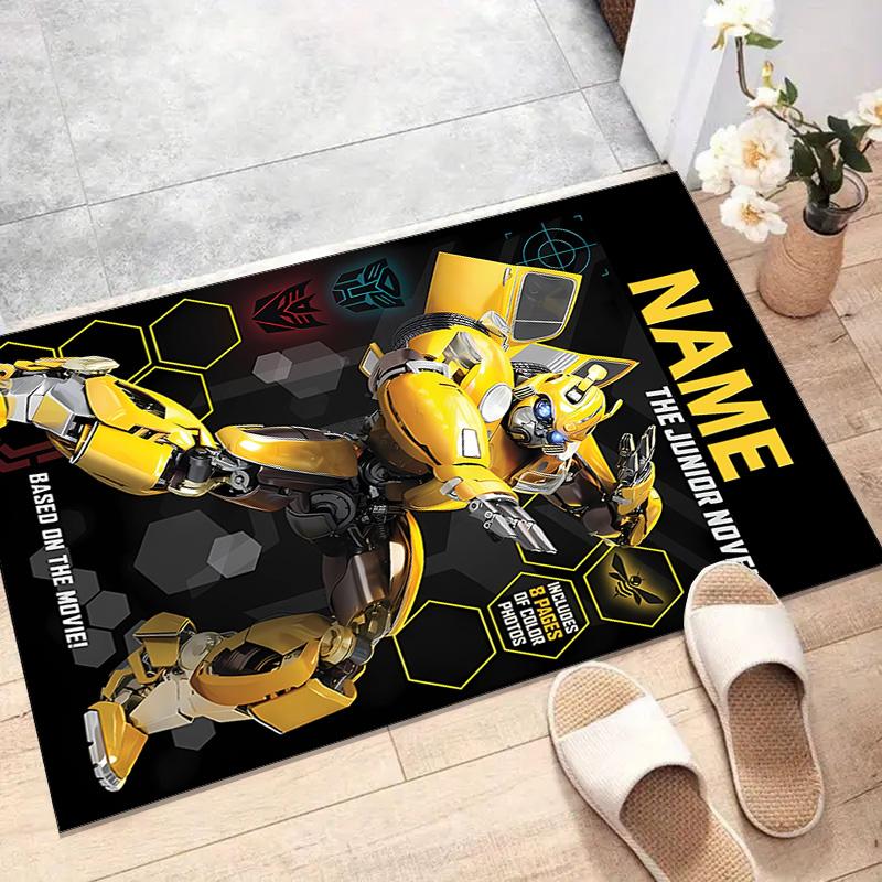Custom Bumblebee Mat Personalized Name, Polyester Washable Indoor Entryway Rug, Gift for Christmas, Easter, Thanksgiving Day
