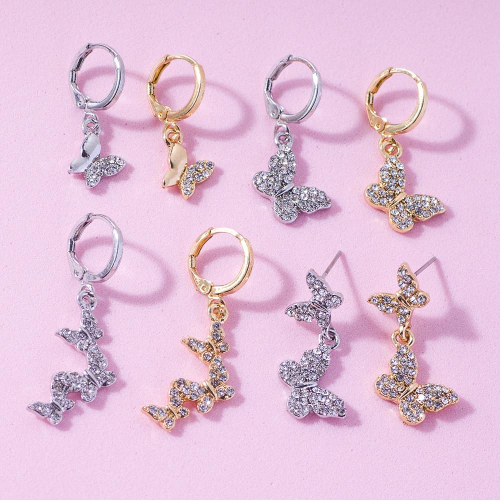 Stylish Women's Alloy Butterfly Earrings Trendy Geometric Design In Gold And Silver