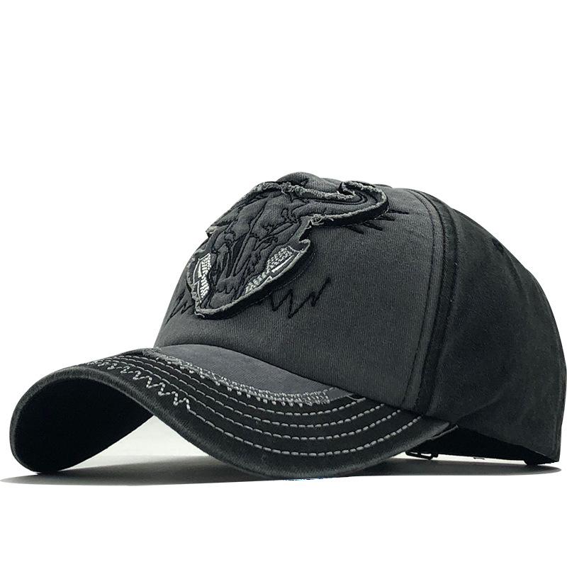 

Bull head cap splicing wiring visor hat men s and women s casual baseball cap hat trend versatile Adjustable темно-сірий