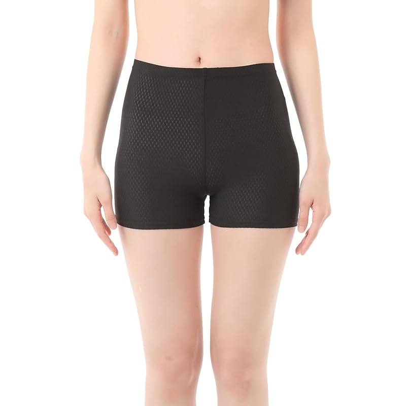 

[Liapom] leggings spats All mesh Water absorption and quick drying cool Cool feeling cool Cool Thin ladies LL-3L 1/4 length black