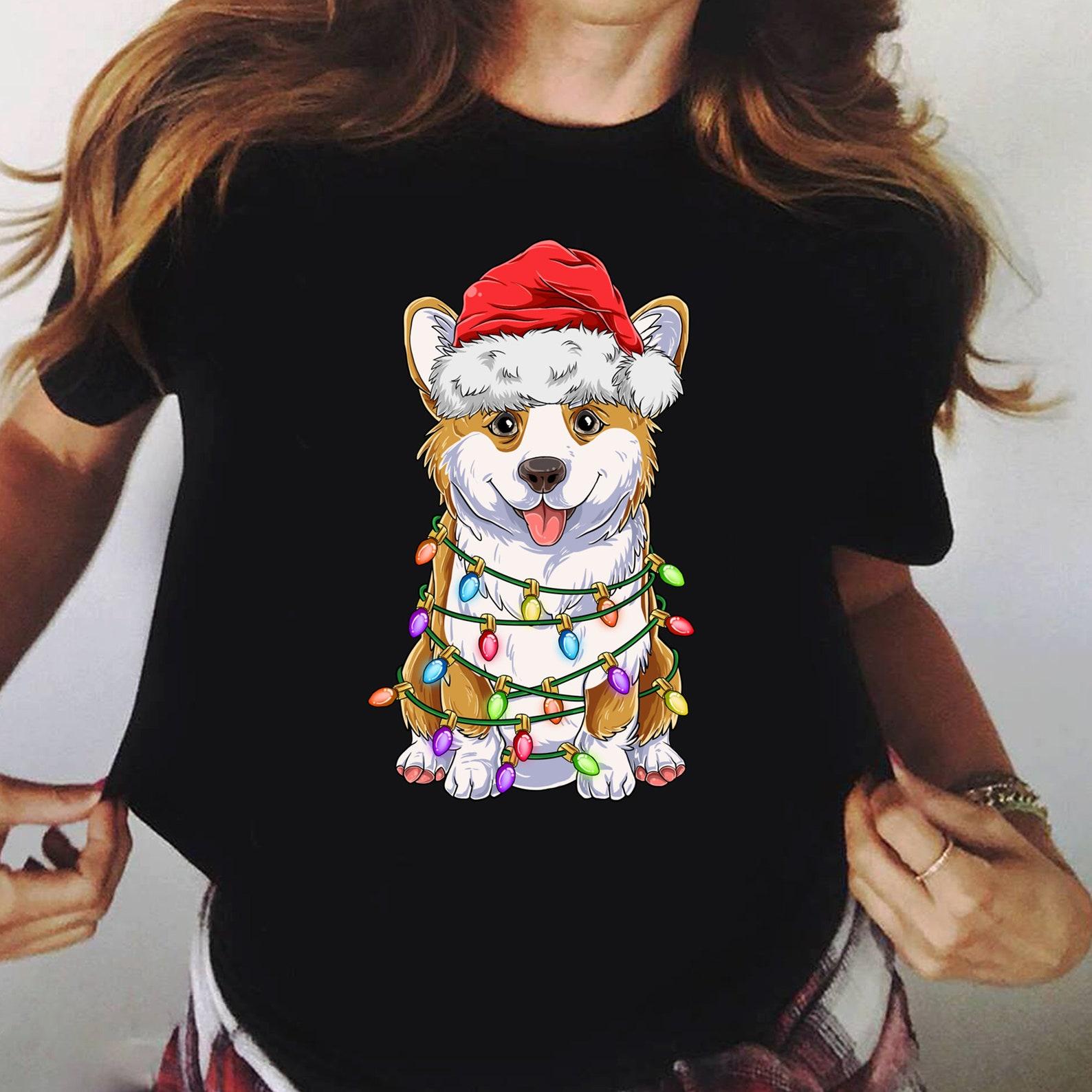 Funny Corgi Christmas Tree Lights Gift Santa Hat Dog Lover - Gift for Dog Lovers - Funny Dog - Corgi Lovers - Mother s Day S