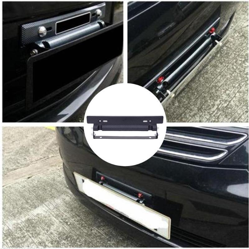 Universal Adjustable Car License Plate Holder Frame Bracket Car Number Racing Carbon Fiber Auto Front Mount Bumper Brackets