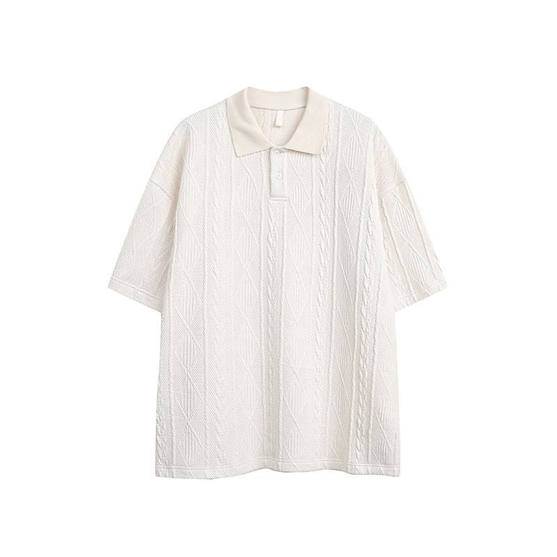 Trendy brand supply chain texture short-sleeved POLO shirt men's summer American old money style street design lapel top
