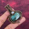 Labradorite Gemstone Pendant Copper Wire Wrap Jewelry Rainbow Moonstone Pendant