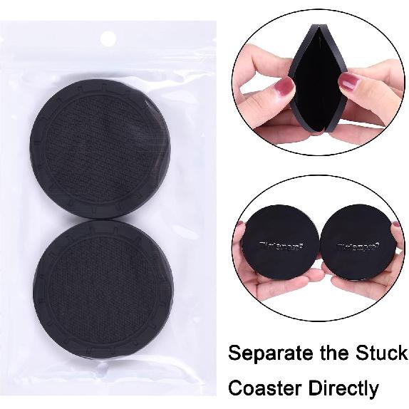 Wisdompro Car Coasters, 4 Pack 3 Inch Diameter Car Cup Coaster, Black | Dustproof PVC Car Cup Holder Insert Coaster, Anti Slip Universal Vehicle