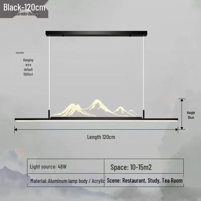 oeny New Chinese Style Mountain Shadow Linear Pendant Light