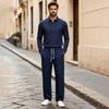 Men's Casual 2 Piece Outfit Set - Lightweight Long Sleeve Lapel Collar Shirt and Pants for Fall