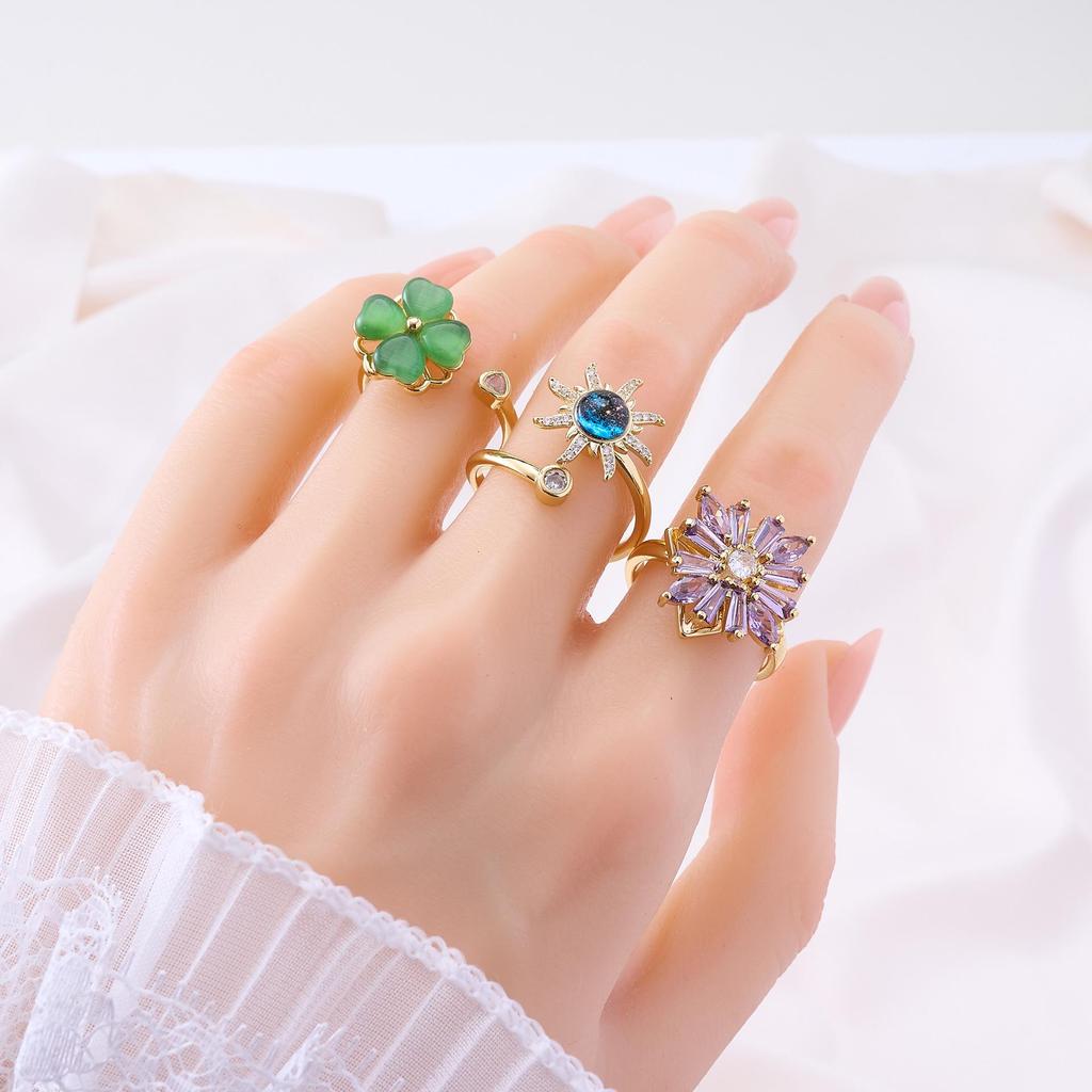Luxury Rotatable Zircon Index Ring for Women with Personality