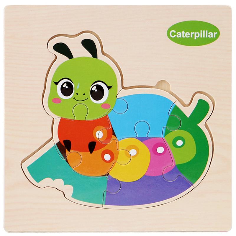 Wooden Cartoon Animal & Transport Puzzle for Toddlers, Educational Toy for Ages 2-3