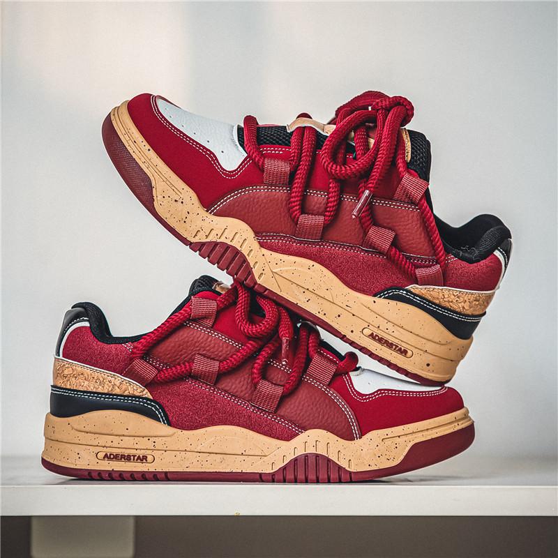 Fashion Red Casual Sneakers Comfort Lace-Up Men's Skateboard Shoes 2024 Fashion Hip hop Sneakers Men Streetwear Shoes