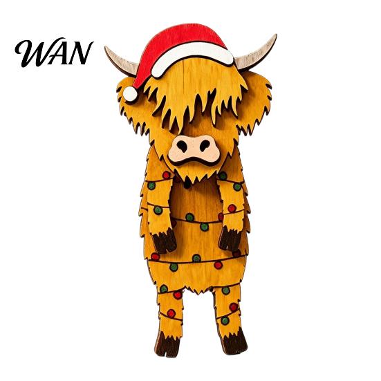 Santa Claus Fridge Magnets Christmas Wooden Dangle Toy, Refrigerator Magnet, Cute Cartoon Small Holiday Gifts for Friends Snowman Elk Magnetic