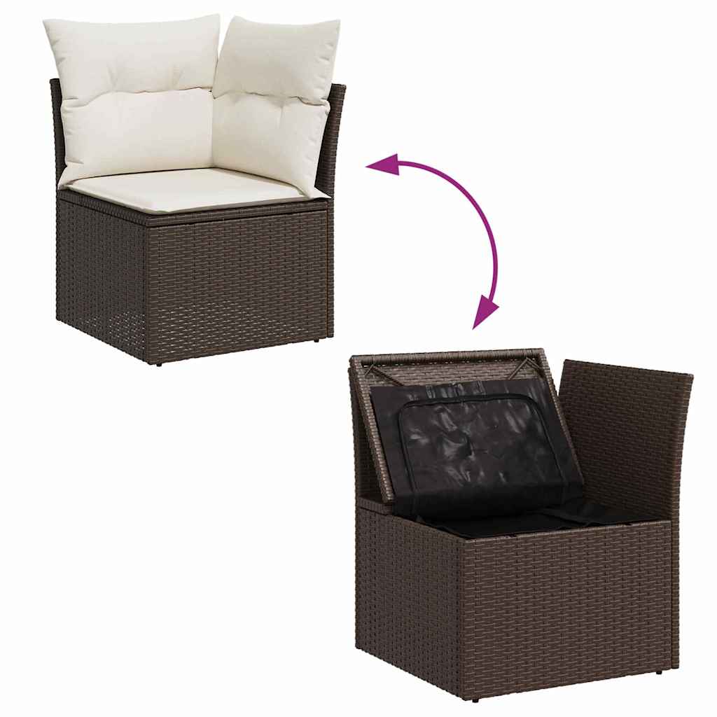 Garden Sofa Set with Cushions 9 pcs Brown Poly Rattan