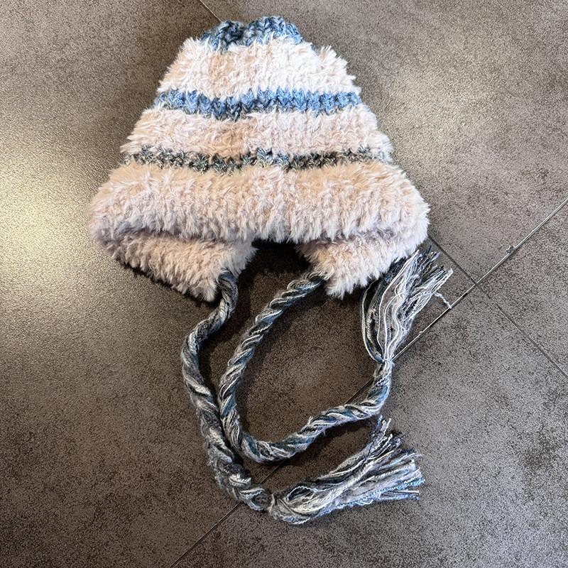 Winter Plush Hat With Color Blocking And Big Head Circumference Design Daily For