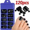 144pcs Short Square False Toe Nails Lake Blue/White/Red/Nude Press On Toenails Glossy Full Cover Toe Nails 100/120pcs Artificial