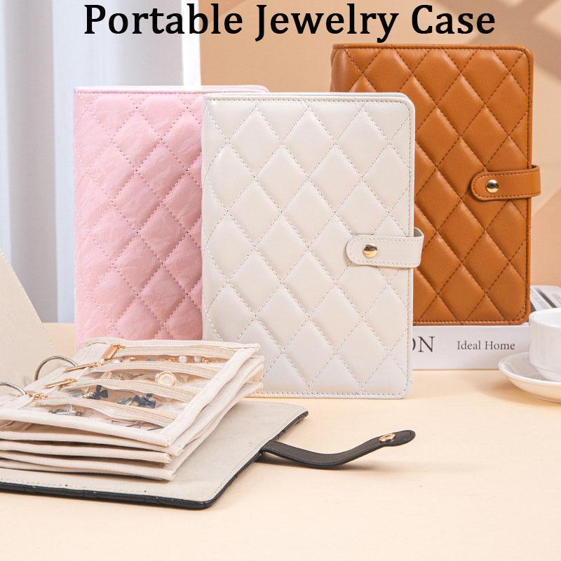 Hochwertiges Transparentes Schmuckaufbewahrungsbuch Samt mit Reißverschluss Halskette Ordner Aufbewahrungsbuch Luxus PU Leder Klarsichthüllen