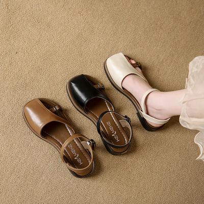Fairy Style Retro Buckle Bag Head Hollow Sandals Female Summer 2025 New Korean Version Flat-soled Soft-soled Comfortable Roman Shoes