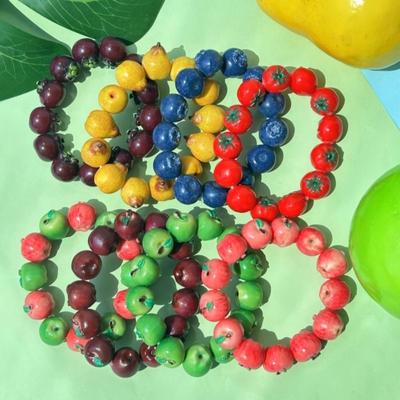 3D Fruit Resin Fruit Bracelet Multi-color Fruit Beaded Bracelet Y2K Dopamine Wrist Jewelry  Summer