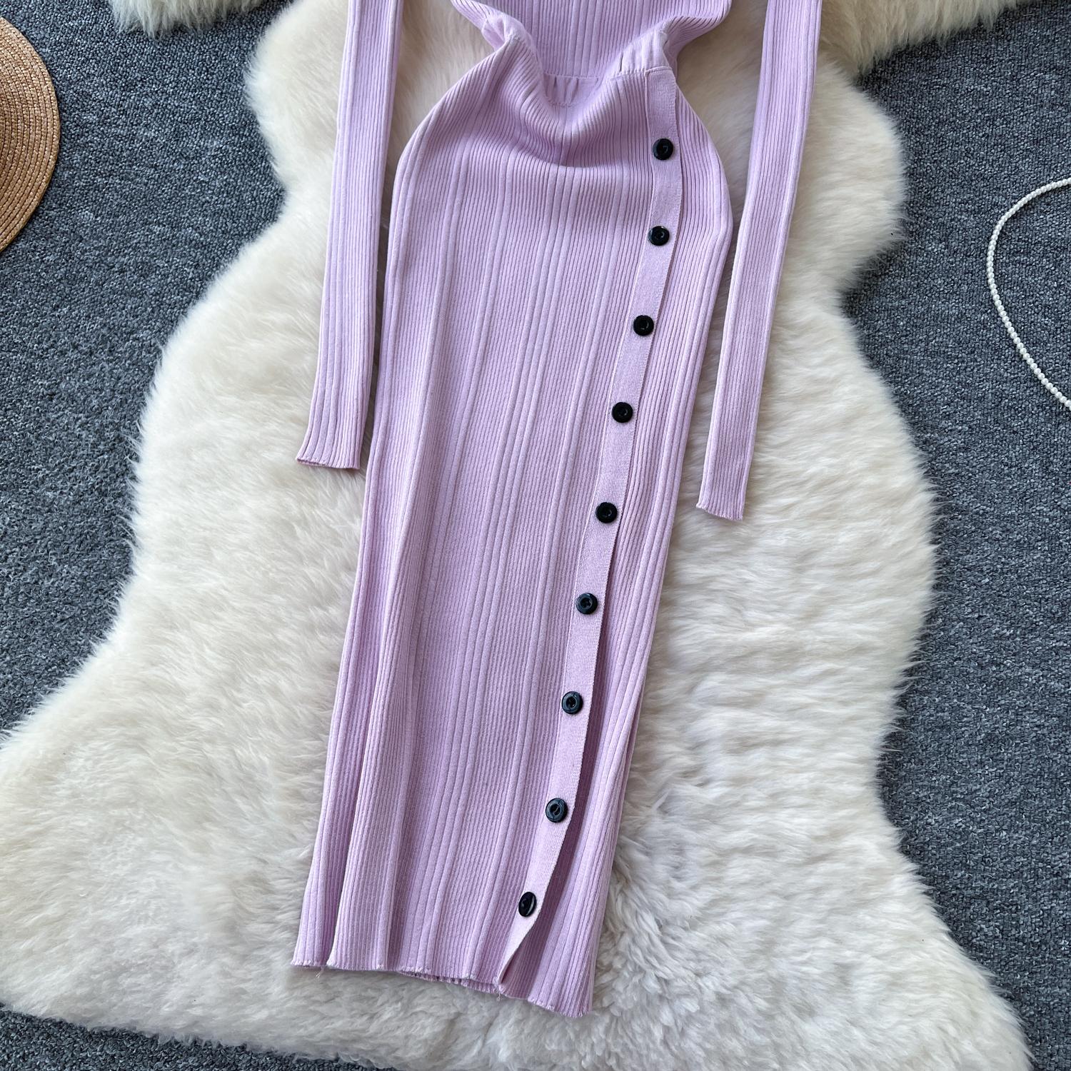 Трикотажные длинные платья для женщин с вырезом-лодочкой и открытыми плечами — фото 7