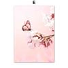 Spring Pink Japanese Sakura Peony Butterfly Flower Orchid Church Building Posters Wall Art Canvas Painting Living Room Decor