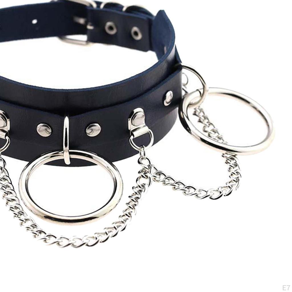 Leather Choker Gothic Punk Necklace, Cord Collar