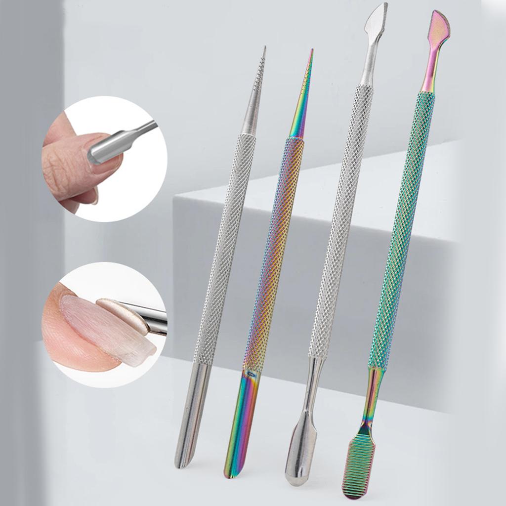 Cuticle Pusher with 2 End Cuticle Cleaner Nail Cuticle Remover Nail Cuticle Trimmer Stainless Steel Manicures Tool