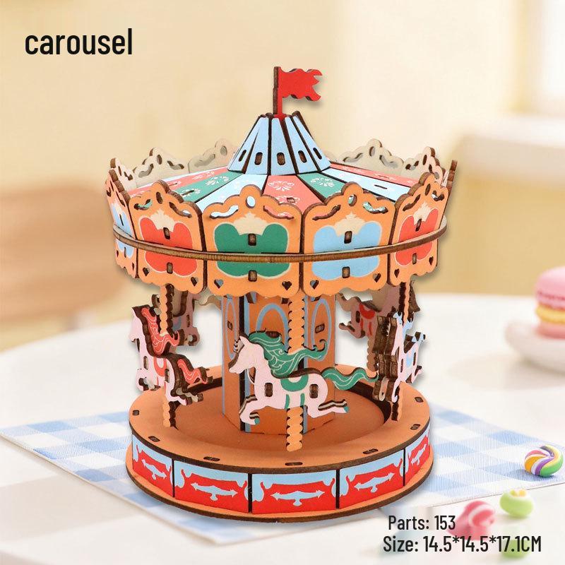 3D Wooden Ferris Wheel Puzzle - Educational DIY Gift for Kids
