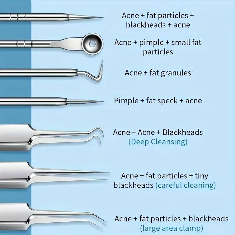 ;8-Piece Blackhead Remover Kit – Stainless Steel Blemish & Acne Extraction Tools – Professional Pimple Popper Set For All Skin