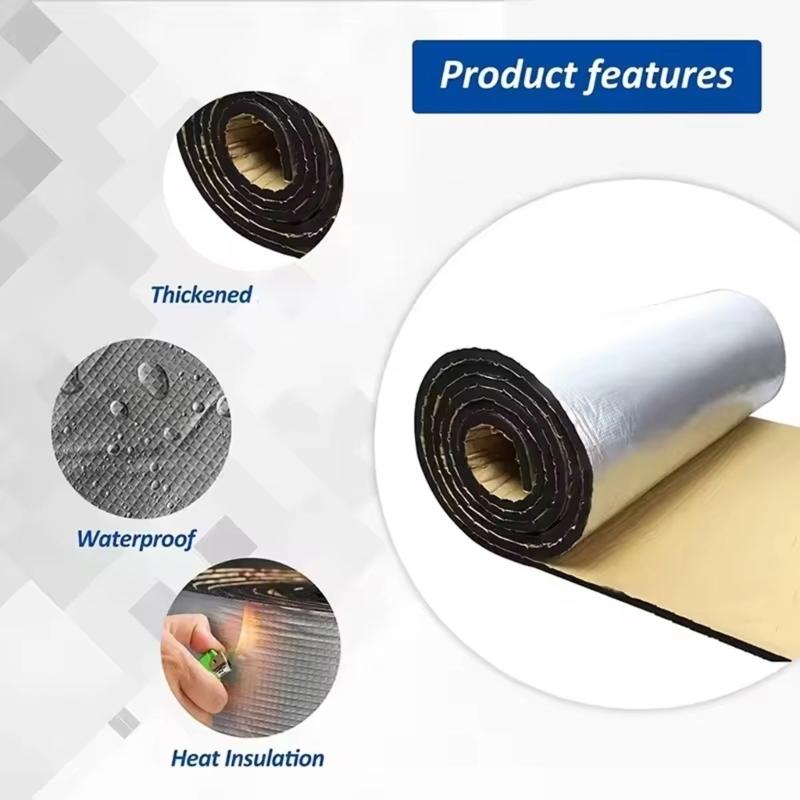 10pcs Vehicle Sound Deadening Noise Reduction Mat Butyl Adhesive Damping Foam Insulation Suitable for Engine Hood & Door