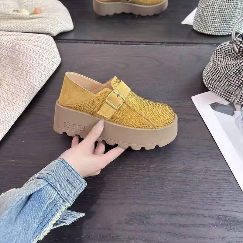 Muffin thick-soled small woman spring new one pedal two wear casual heightening shoes