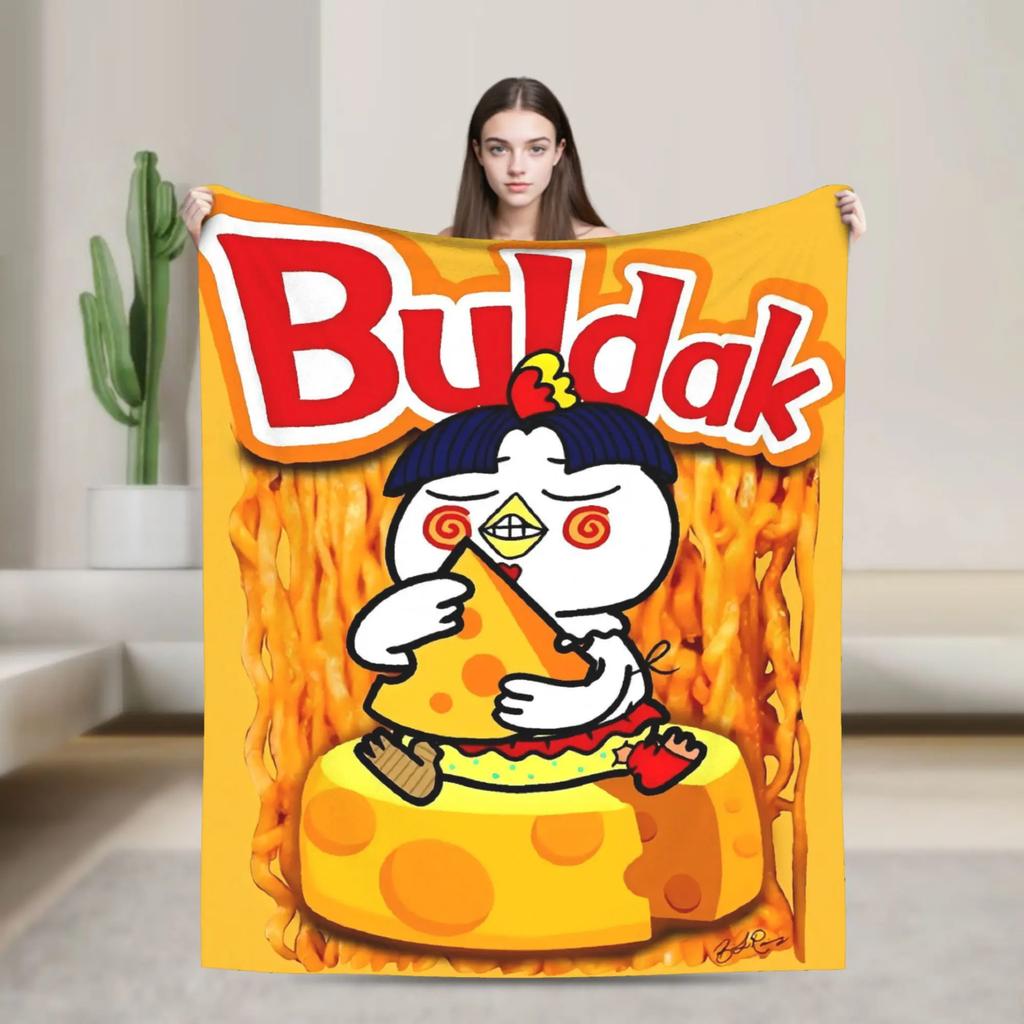 Ramen Buldak Spicy Chicken Blanket Warm Aesthetic Plush Throw Blanket For Home Decor Travel Flannel Bedspread Bed Cover