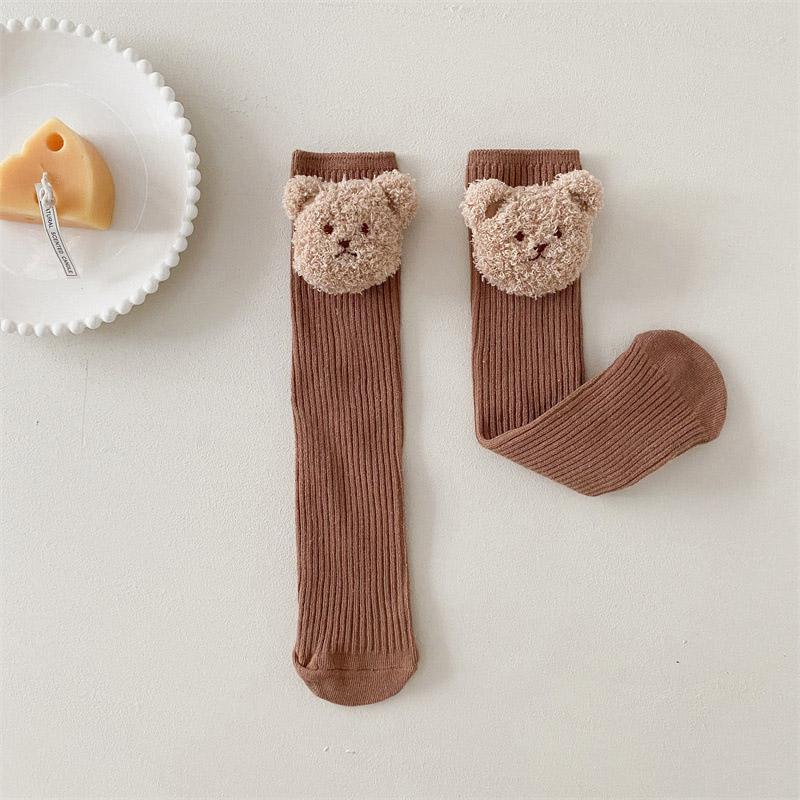 Bärenpuppe Kinder Lange Kniestrümpfe Winter Herbst Warm Kinder Kniehohe Socke Baumwolle Mädchen Socken Einfarbig Strümpfe 2-8J