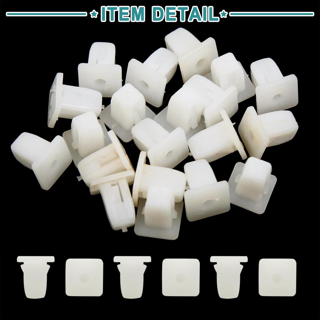ACROPIX 10x8mm White Square Plastic Rivets Fit Car Bumper Fender - 20 Pieces