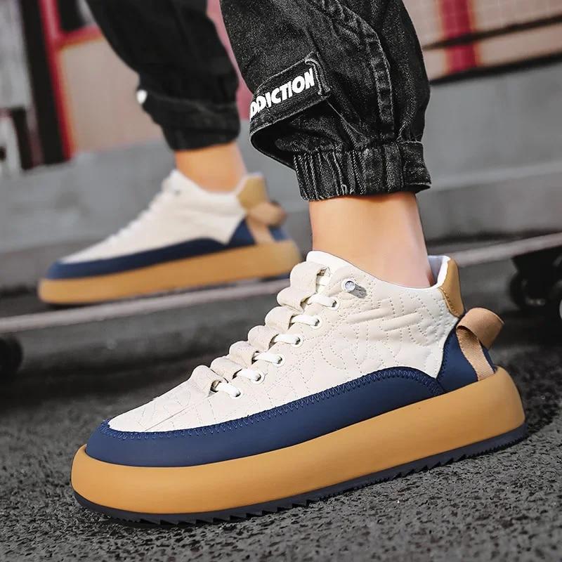 Sneaker Schuhe Herren Vulkanisiert Tennis Sport PU Slip-On Mix Farbe Skateboarding Laufschuhe Freizeitschuh für Herren