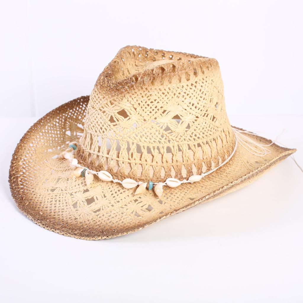 Popular European and American Classic Hollow Western Cowboy Hat Men's and Women's Fashion Vacation Breathable Sunshade Straw Hat
