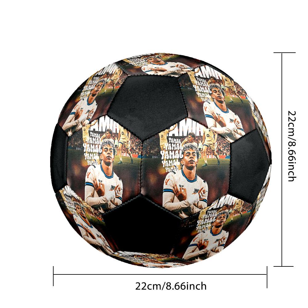 1PC Lamine Yamal Génie taille 5 ballon de football PrahaBallon de football en salle Coloré Tous les âges Cousu à la machine PVC Prêt pour la compétition Durable Haut rebond