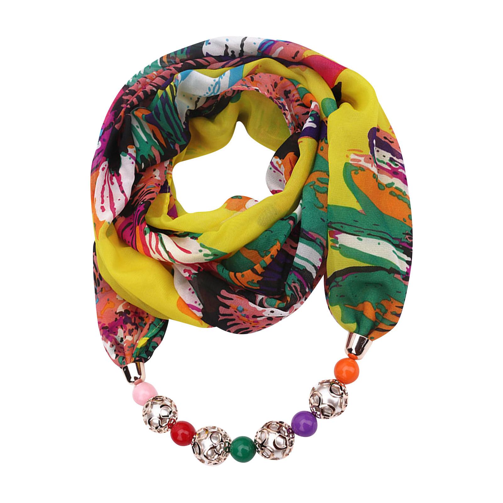 

Великолепные бусины, шарф с круглым кольцом, женские аксессуары для шарфов, ожерелье, этнический шарф One Size жёлтый