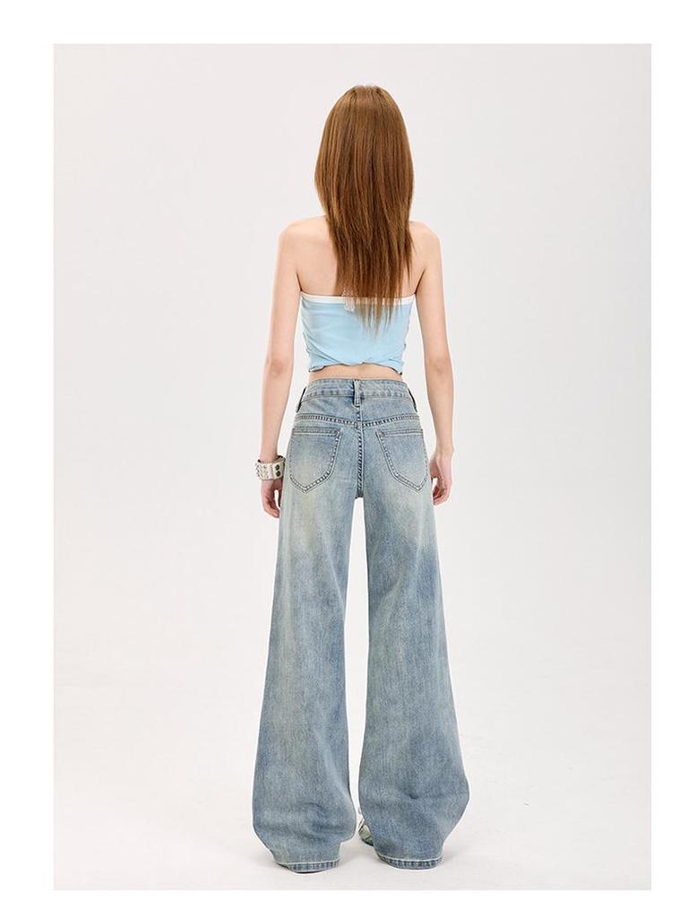 Women's Low Waist Flared Jeans - Spring/Summer 2025 Retro Slim Fit