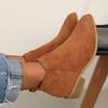 Fashion Women's Boots Autumn Solid Color Pointed Toe Suede Thick Heel Booties Women Plus Size 43 Zipper Low Heeled Ankle Boots