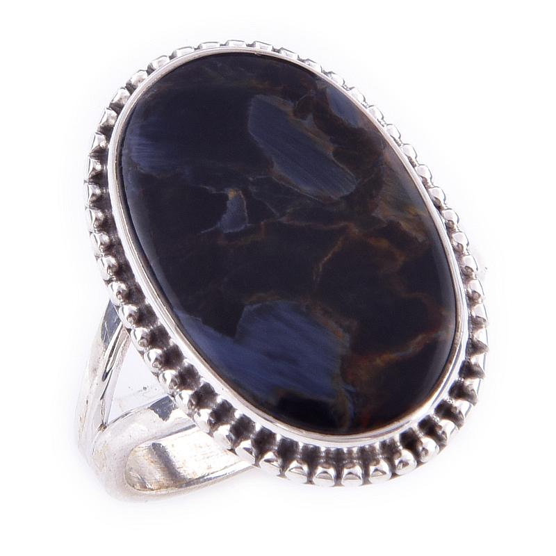 Naturlig Pietersit Ädelsten Handgjord 925 Massiv Sterling Silver Ring Storlek 8 o6d97